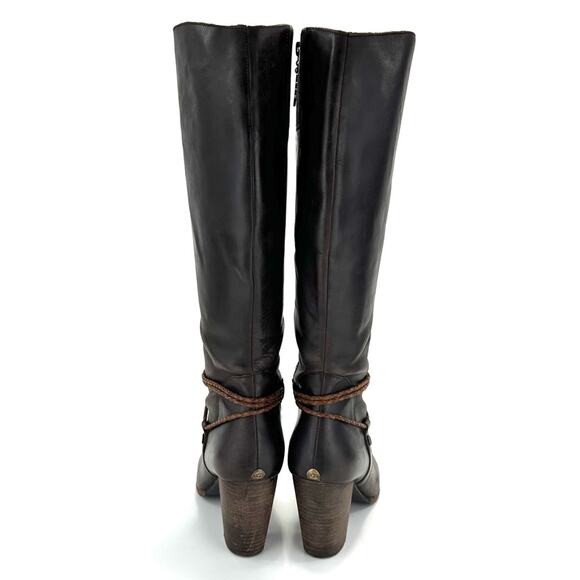 Ugg Brown Tall/Knee High Boot Size 10 Leather Block High Heel Almond Toe Bootie - Picture 4 of 14